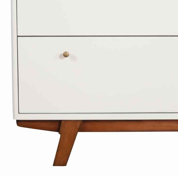 Benzara 3 Drawer Wood Chest With Round Pulls And Angled Legs Small White And Brown - BM220498
