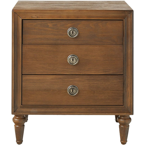 Benzara 3 Drawer Wooden Nightstand With Turned Tapered Legs Brown - BM154528