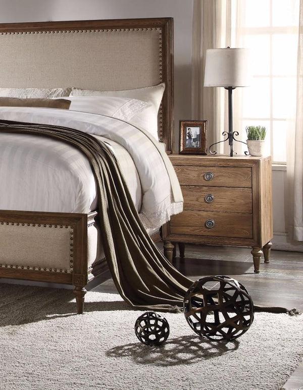 benzara 3 Drawer Wooden Nightstand with Turned Tapered Legs Brown - BM154528