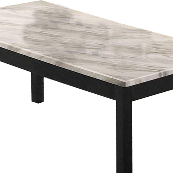 Benzara 3 Piece Coffee Table And End Table With Faux Marble Top Black And White - BM233097