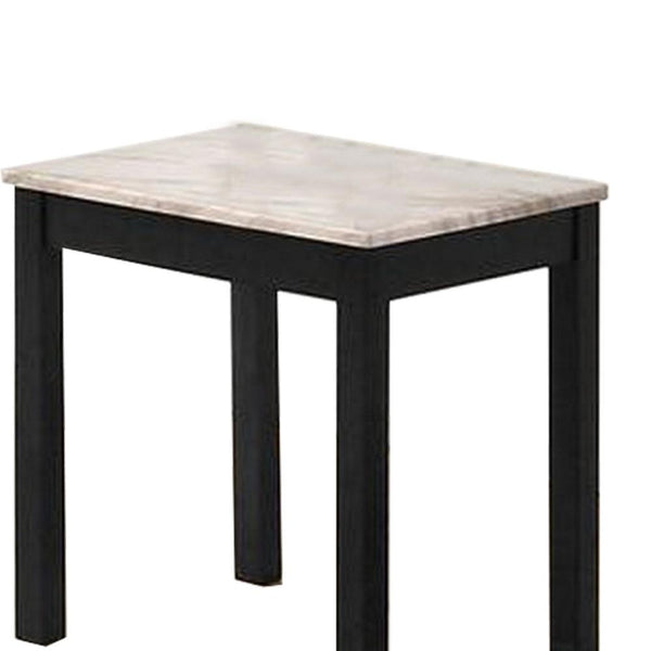 Benzara 3 Piece Coffee Table And End Table With Faux Marble Top Black And White - BM233097