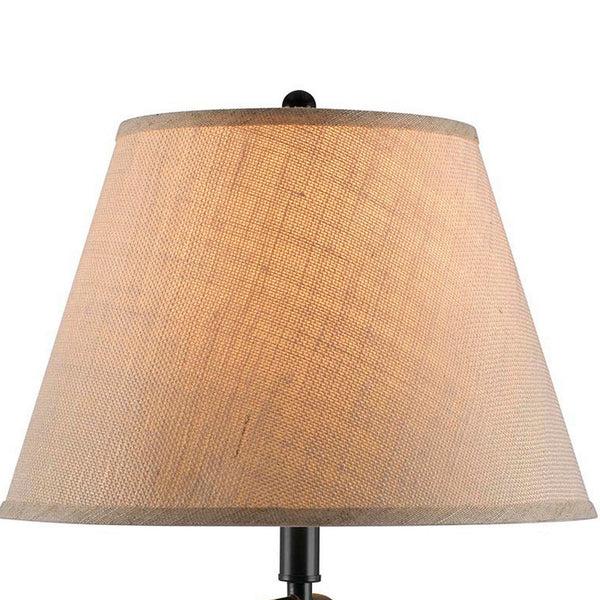 Benzara 3 Way Metal Body Table Lamp With Swing Arm And Conical Fabric Shade Black - BM220834