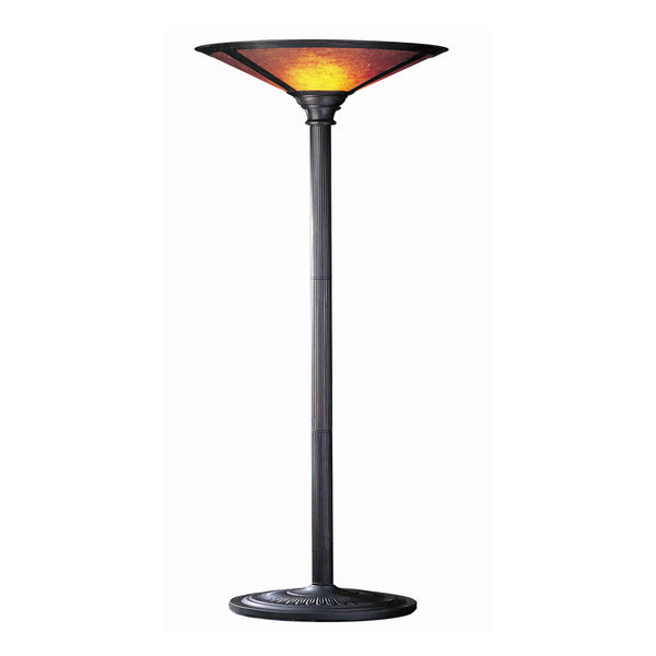 benzara 3 Way Metal Body Torchiere Lamp with Conical Mica Shade Bronze - BM223595
