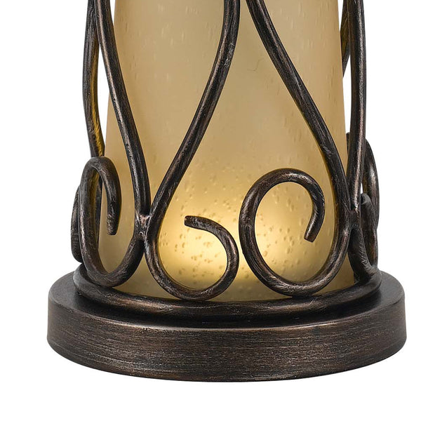 Benzara 3 Way Table Tamp With Frosted Glass Body And Fabric Shade Light Brown - BM223622