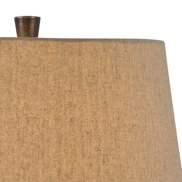 Benzara 3 Way Table Tamp With Frosted Glass Body And Fabric Shade Light Brown - BM223622