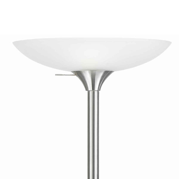 Benzara 3 Way Torchiere Floor Lamp With Frosted Glass Shade And Stable Base White - BM223598