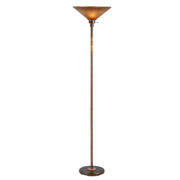 benzara 3 Way Torchiere Floor Lamp with Frosted Glass shade and Stable Base Bronze - BM220832