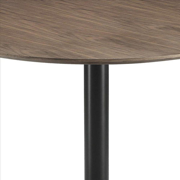 Benzara 30 Inch Round Wooden Top Modern Dining Table Black And Brown - BM233395