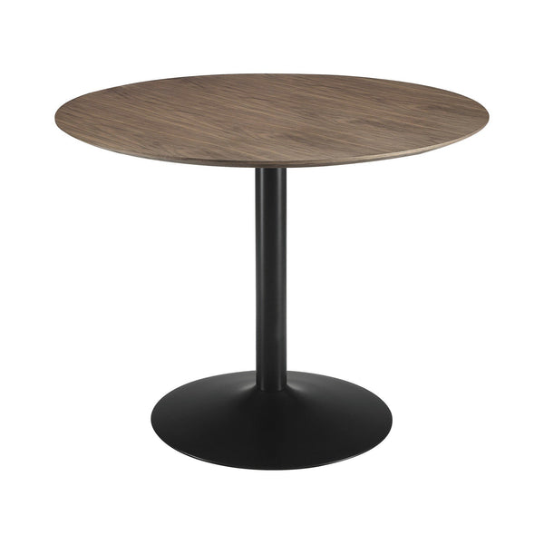benzara 30 Inch Round Wooden Top Modern Dining Table Black and Brown - BM233395