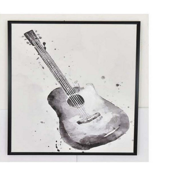 Benzara 30 X 40 Framed Wall Art Painting Set Of 2 Guitar And Piano Black White - BM315650
