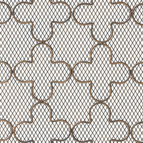 Benzara 30x41 Fireplace Screen Classic Clover Trellis Black Gold Iron -BM325087