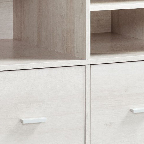 Benzara 31 Inch File Cabinet Printer Stand Table With 2 Drawers Oak White - BM273004