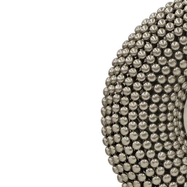 Benzara 31 Inch Metal Wall Decor With Mirror And Studded Nail Accents Silver - BM221137