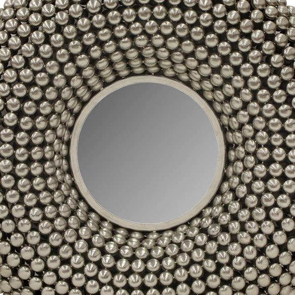 Benzara 31 Inch Metal Wall Decor With Mirror And Studded Nail Accents Silver - BM221137