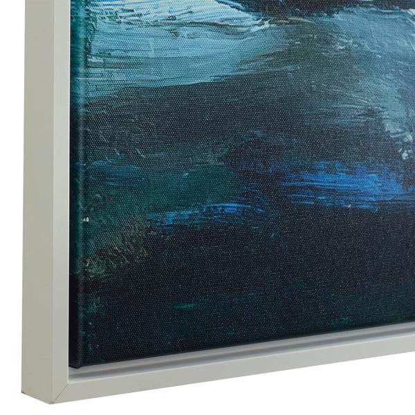 Benzara 31 X 41 Handcrafted Wall Art Crashing Waves On Framed Canvas White Blue - BM315756