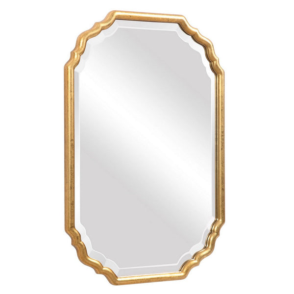 Benzara 32 Inches Curved Design Wooden Vanity Mirror Gold - BM239363