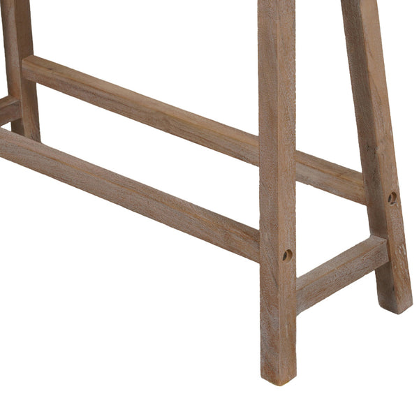 Benzara 33 Inch Saddle Seat Bench With Angled Frame Sandblasted Antique Brown Acacia Wood - BM214019