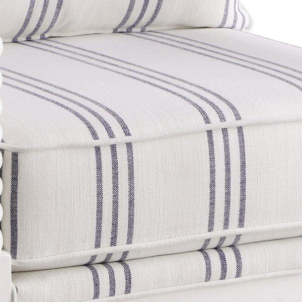 Benzara 34 Inch Accent Chair Reversible Pillow Backrest Fabric White Navy - BM280596