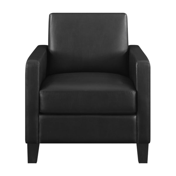 Benzara 34 Inch Modern Accent Chair Angled Back Modern Style Black Faux Leather - BM296085