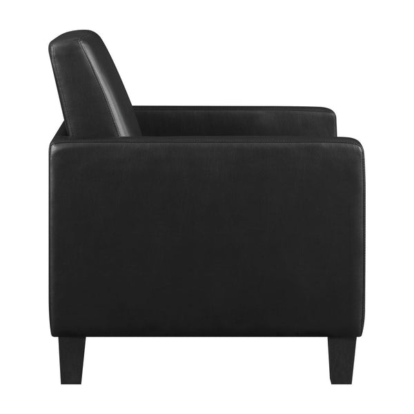 Benzara 34 Inch Modern Accent Chair Angled Back Modern Style Black Faux Leather - BM296085