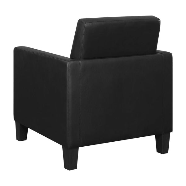 Benzara 34 Inch Modern Accent Chair Angled Back Modern Style Black Faux Leather - BM296085