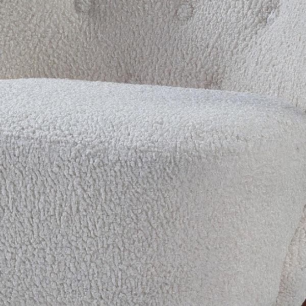 Benzara 34 Inch Modern Tufted Wingback Accent Chair Teddy Sherpa Fabric White - BM273226