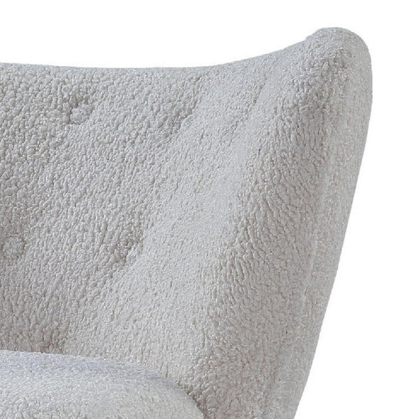 Benzara 34 Inch Modern Tufted Wingback Accent Chair Teddy Sherpa Fabric White - BM273226