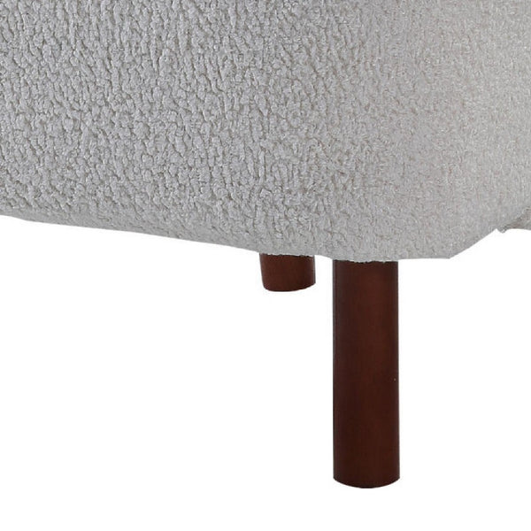 Benzara 34 Inch Modern Tufted Wingback Accent Chair Teddy Sherpa Fabric White - BM273226