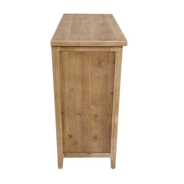 Benzara 34 Inch Wood Console Buffet Cabinet Sideboard Table With Mirror Motifs - UPT-250433