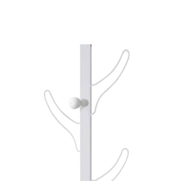 Benzara 34 Inch Zubo Coat And Hat Rack W 6 Hooks Wall Mount White Metal -BM334343