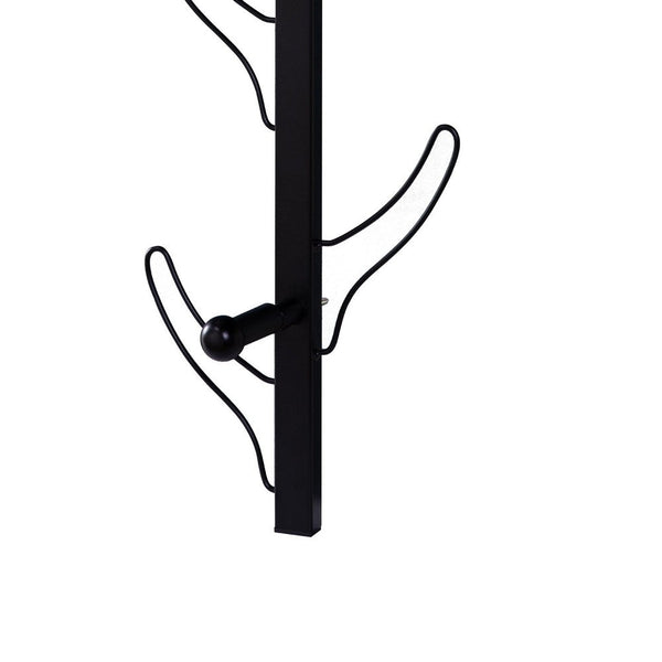Benzara 34 Inch Zubo Coat And Hat Rack W 6 Hooks Wall Mount Black Metal -BM334344