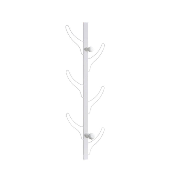 benzara 34 Inch Zubo Coat and Hat Rack w 6 Hooks Wall Mount White Metal -BM334343