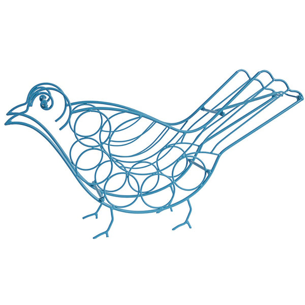 Benzara 35 Inch 5 Bottle Metal Wine Holder Bird Shape Blue - BM181014