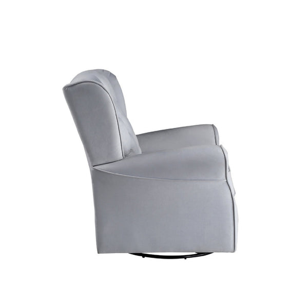 Benzara 35 Inch Accent Swivel Chair Glider Tufted Back Gray - BM279090
