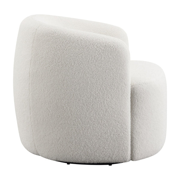 Benzara 35 Inch Modern Swivel Accent Chair Padded Seat Round Barrel Back White - BM294140