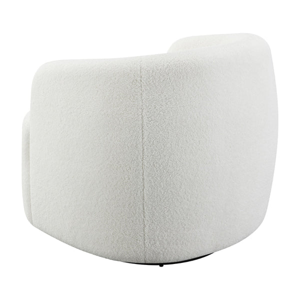 Benzara 35 Inch Modern Swivel Accent Chair Padded Seat Round Barrel Back White - BM294140