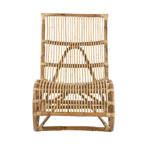 Benzara 35 Inch Retro Style Rattan Lounge Chair Slatted Support Natural Brown - BM284789