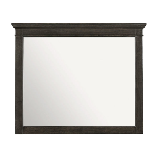Benzara 35 X 42 Inch Rectangular Wood Frame Dresser Mirror Molded Charcoal Gray - BM219898