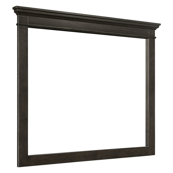 benzara 35 x 42 Inch Rectangular Wood Frame Dresser Mirror Molded Charcoal Gray - BM219898