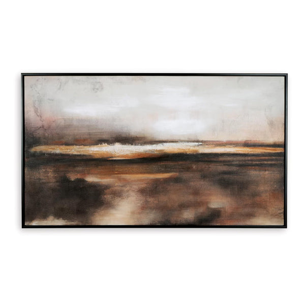 Benzara 35 X 60 Inch Wall Art Hand Painted Abstract Landscape Black Brown Finish - BM313405