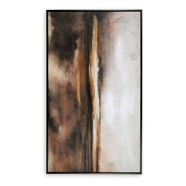 Benzara 35 X 60 Inch Wall Art Hand Painted Abstract Landscape Black Brown Finish - BM313405