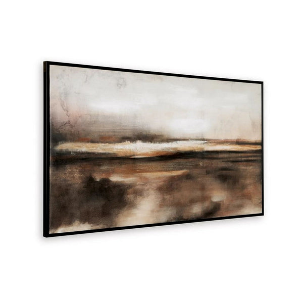 benzara 35 x 60 Inch Wall Art Hand Painted Abstract Landscape Black Brown Finish - BM313405