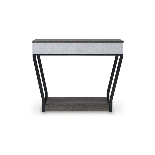 Benzara 36 Inch Seme Console Table Wireless Charging Built In Speakers Gray -BM327900