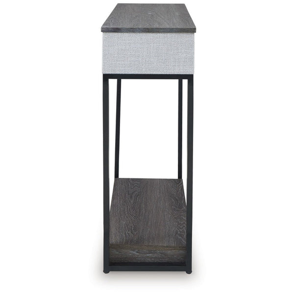 Benzara 36 Inch Seme Console Table Wireless Charging Built In Speakers Gray -BM327900