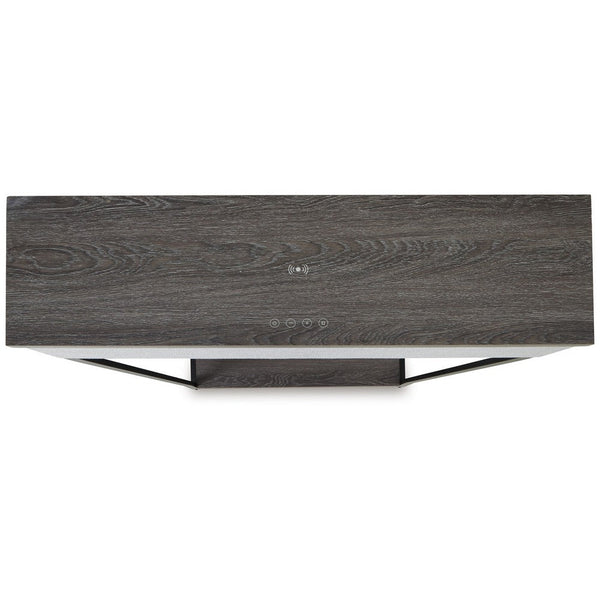 Benzara 36 Inch Seme Console Table Wireless Charging Built In Speakers Gray -BM327900