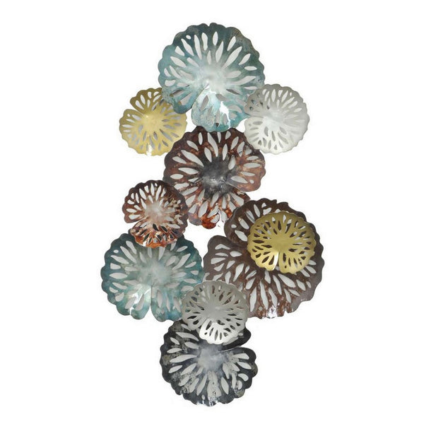 Benzara 36 Inch Wall Decor Hanging Piece Various Size Metal Flowers Multicolor - BM309841