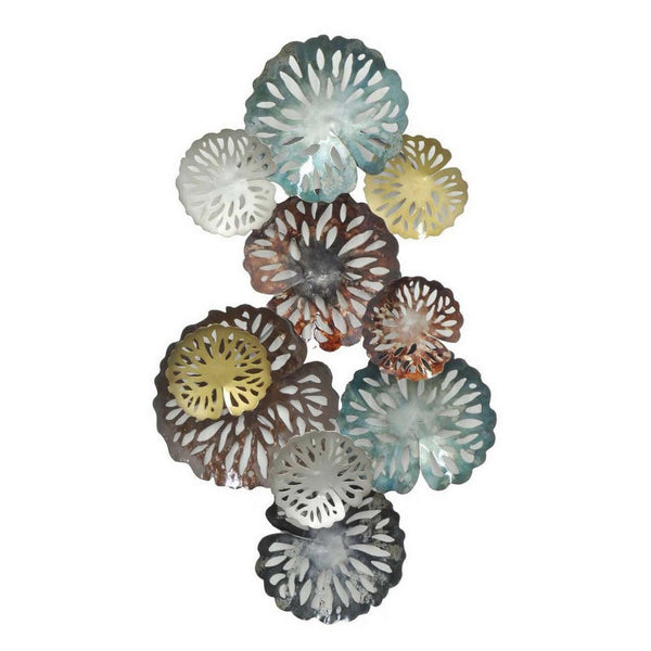 benzara 36 Inch Wall Decor Hanging Piece Various Size Metal Flowers Multicolor - BM309841