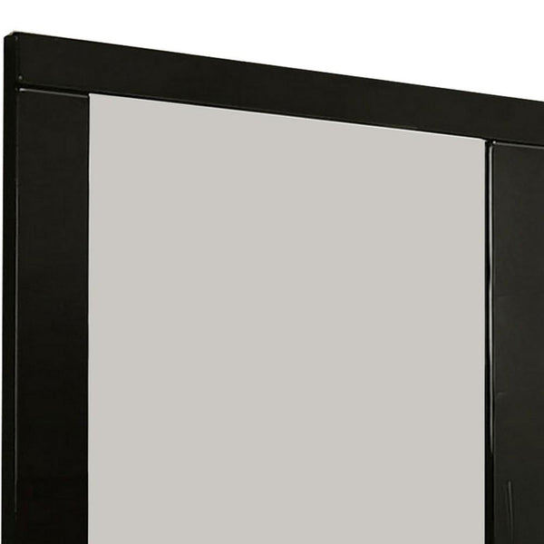 Benzara 37 Inch Rectangular Mirror With Wooden Frame Black - BM233769
