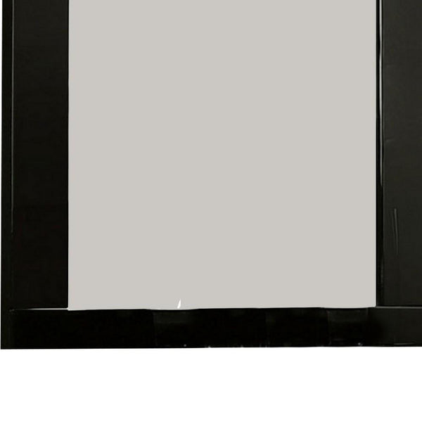 Benzara 37 Inch Rectangular Mirror With Wooden Frame Black - BM233769