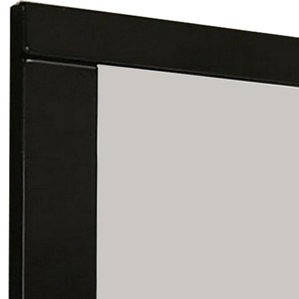 Benzara 37 Inch Rectangular Mirror With Wooden Frame Black - BM233769